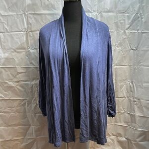 Blue Open-Front Cardigan with Relaxed Fit